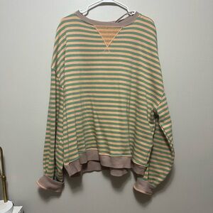 Free people classic striped oversized crewneck